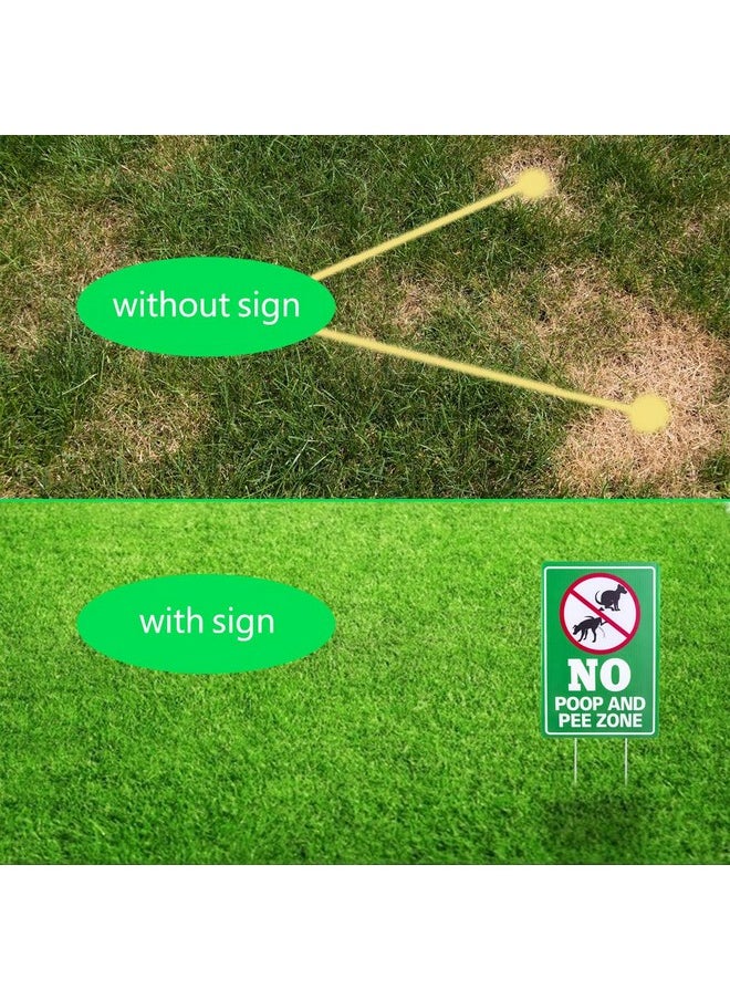 WaaHome - Double Side No Poop And Pee Zone Yard Signs With Stakes, 8''X12'' No Pooping Dog Sign - Image 1