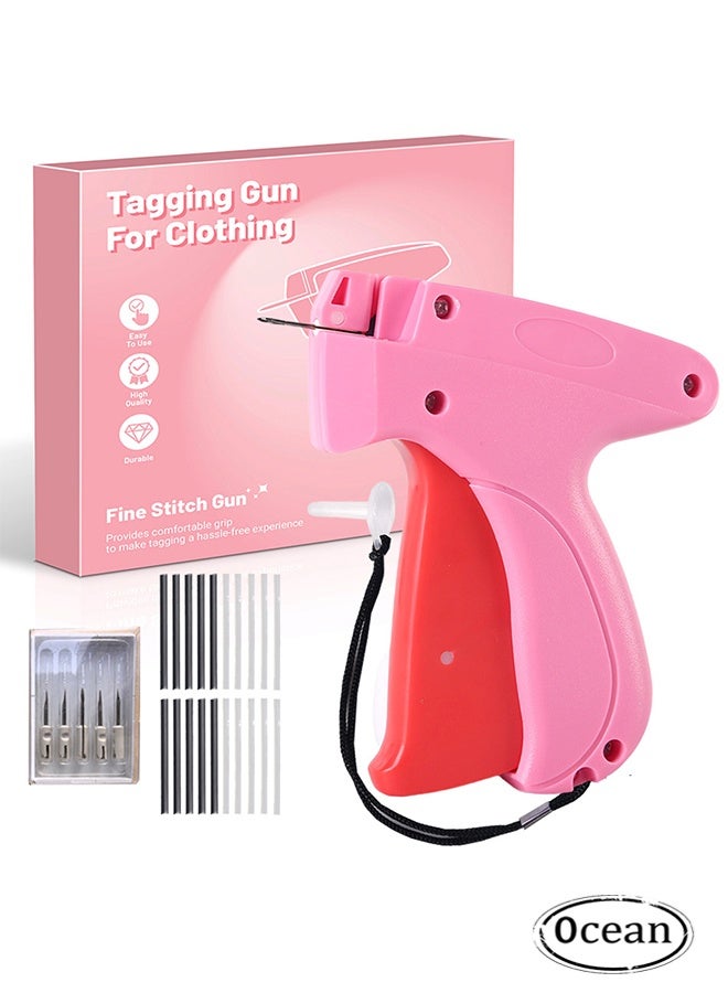 أوشن العلامات الموصى بها مسدس للملابس , خياطة دقيقة ميني خياطة مسدس للملابس , ثابت الملابس السريعة , مجموعة أدوات الخياطة Hemming , يتضمن 1000 موصلات , رائع لإصلاح الملابس ​  (الورد الأحمر) - Image 1