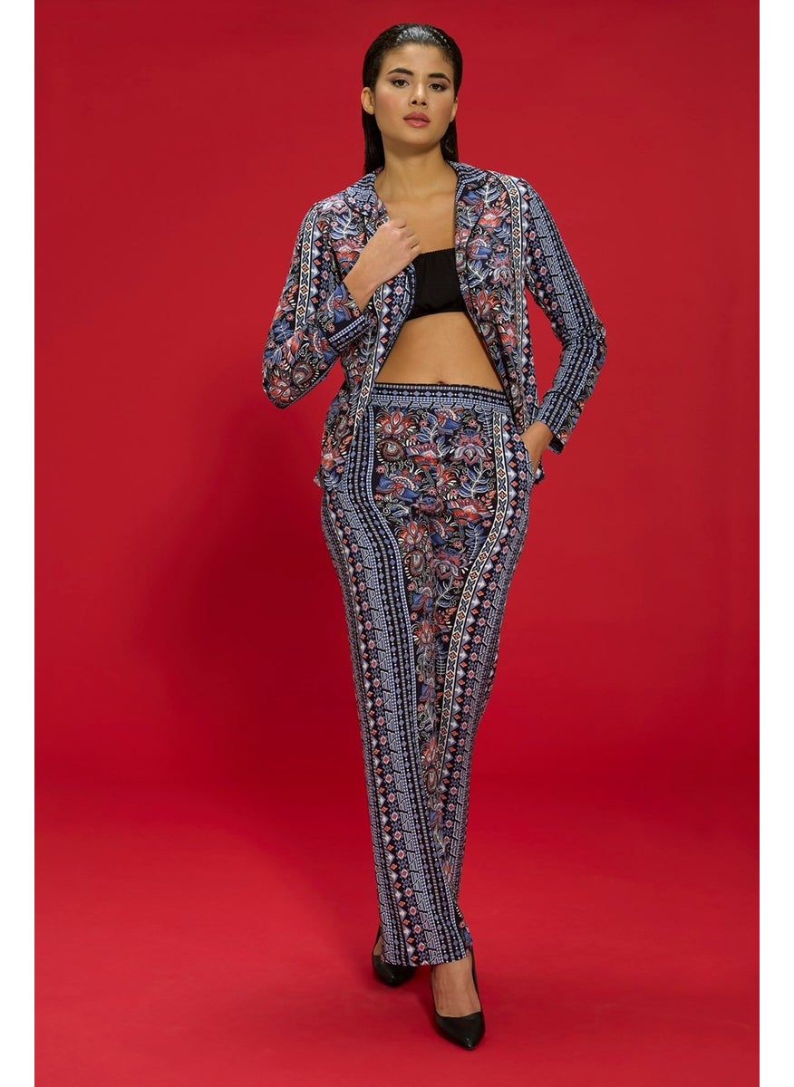 for you in&out - 7-Piece Viscose Both Inside and Outside Ethnic Pattern Black Pajama Set S27407 - Image 1