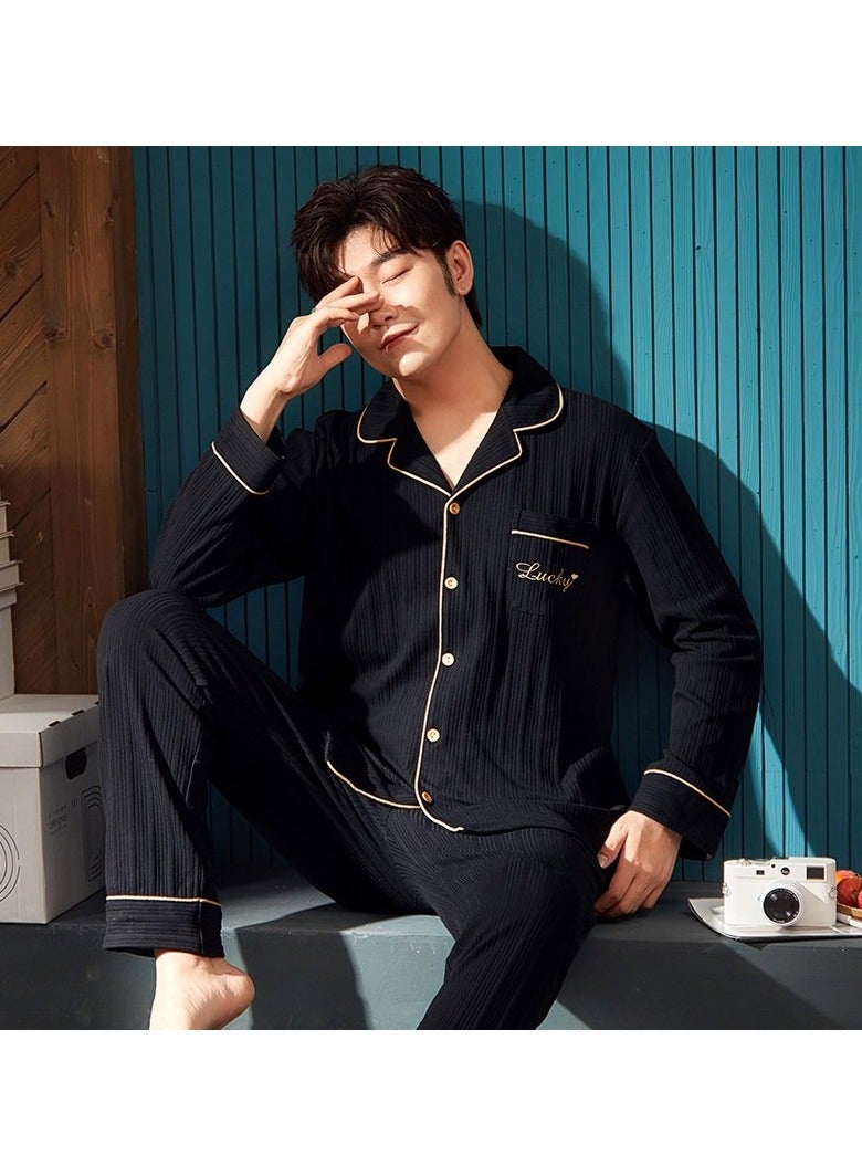 Men's pajama set, cotton long sleeve two-piece casual pajamas  - Image 4