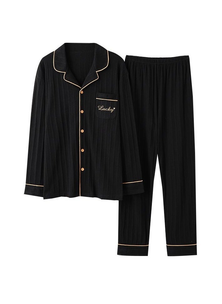 Men's pajama set, cotton long sleeve two-piece casual pajamas  - Image 1