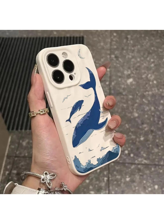 NIBEMINENT Wrinkle Whale Protective TPU Case Cover For iPhone 14 Plus, Antique White