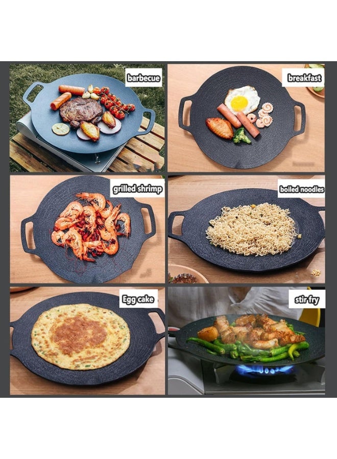 شواية باربيكيو كورية غير لاصقة، صينية شواء دائرية، مقلاة دائرية غير لاصقة للشواء بالحث، 36 سم - Image 4