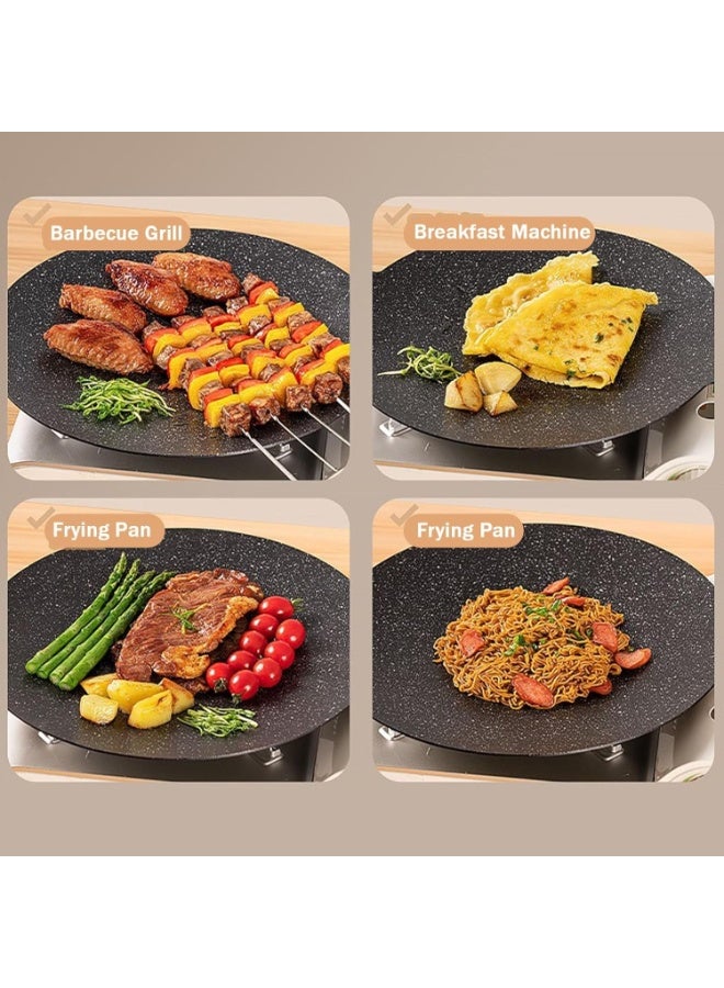 شواية باربيكيو كورية غير لاصقة، صينية شواء دائرية، مقلاة دائرية غير لاصقة للشواء بالحث، 36 سم - Image 3