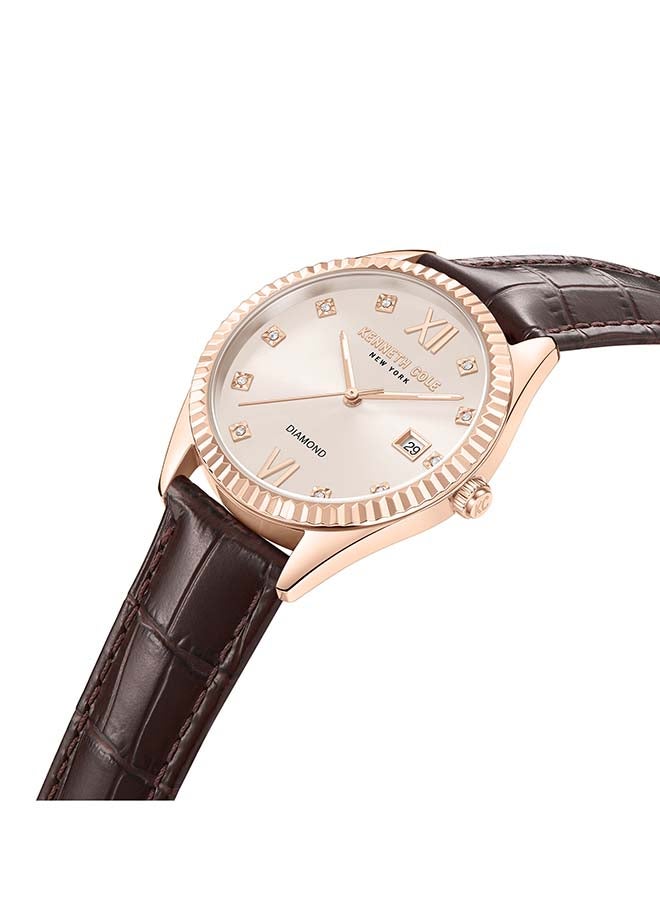 Kenneth Cole New York Genuine Diamond 36mm Quartz Analog Rose Gold Dial Watch For Women - Image 3