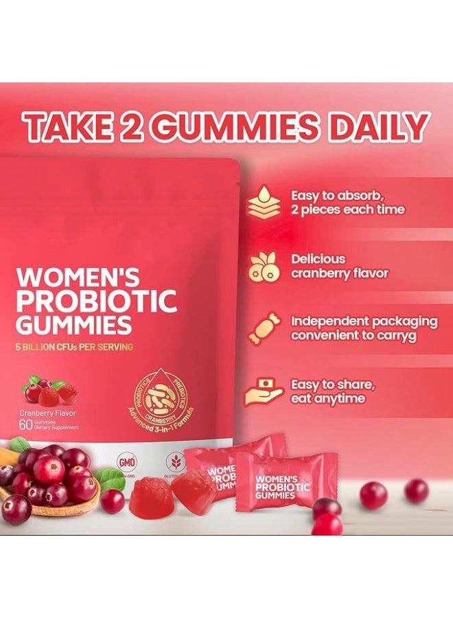 womens Women’s Probiotic Gummies – Cranberry & Vitamin C | pH & Yeast Balance, Feminine Flora, Digestive & Immune Support – 60 Gummies by Day Wins - Image 3