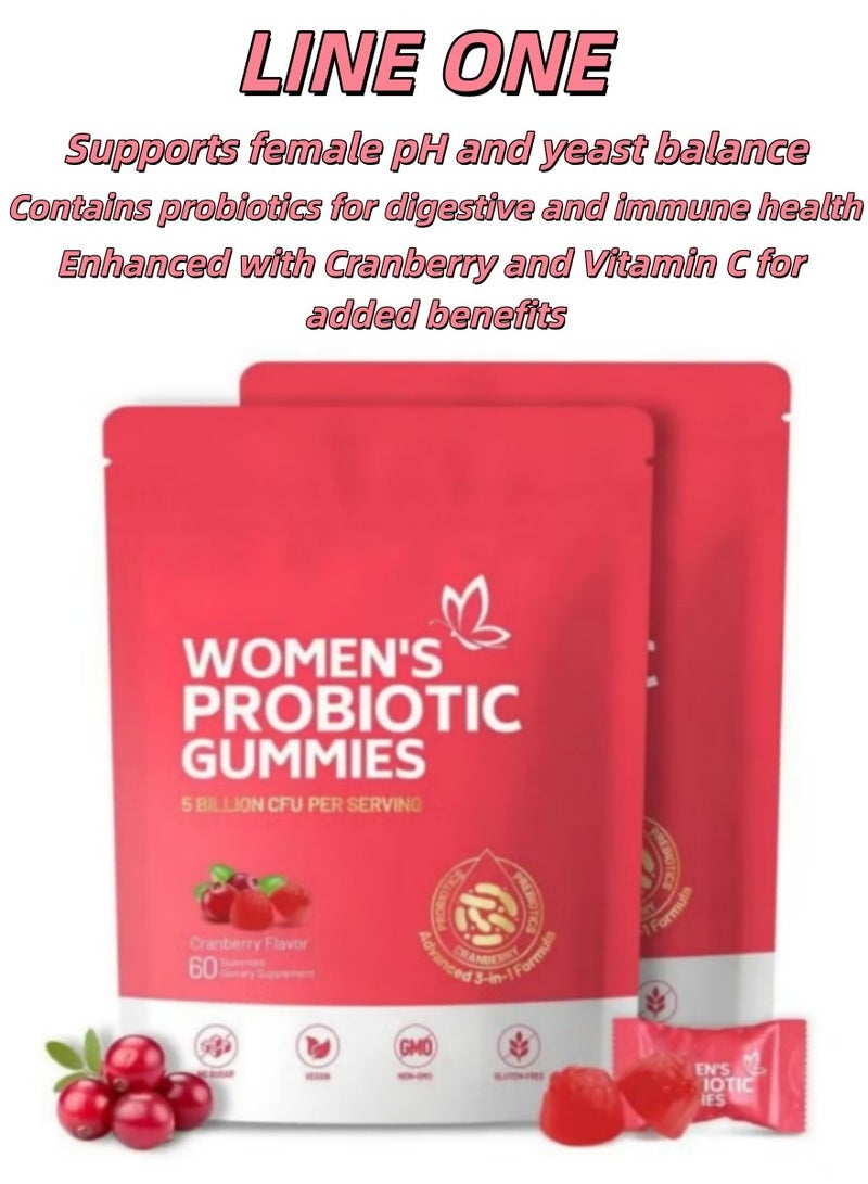 womens Women’s Probiotic Gummies – Cranberry & Vitamin C | pH & Yeast Balance, Feminine Flora, Digestive & Immune Support – 60 Gummies by Day Wins - Image 1
