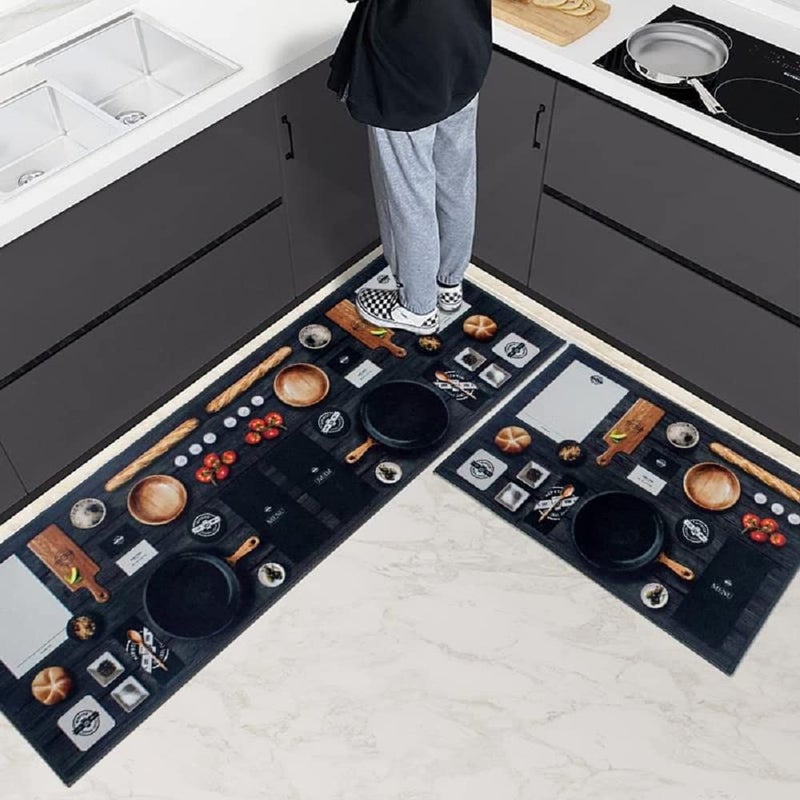 Home-Cloud Velvet Kitchen Rectangular mat 6-mm Anti Slip, Washable,for Floor Home Bedroom -Color Grey Standard Size (40 x 120 cm 40 x 60 cm) - Image 3