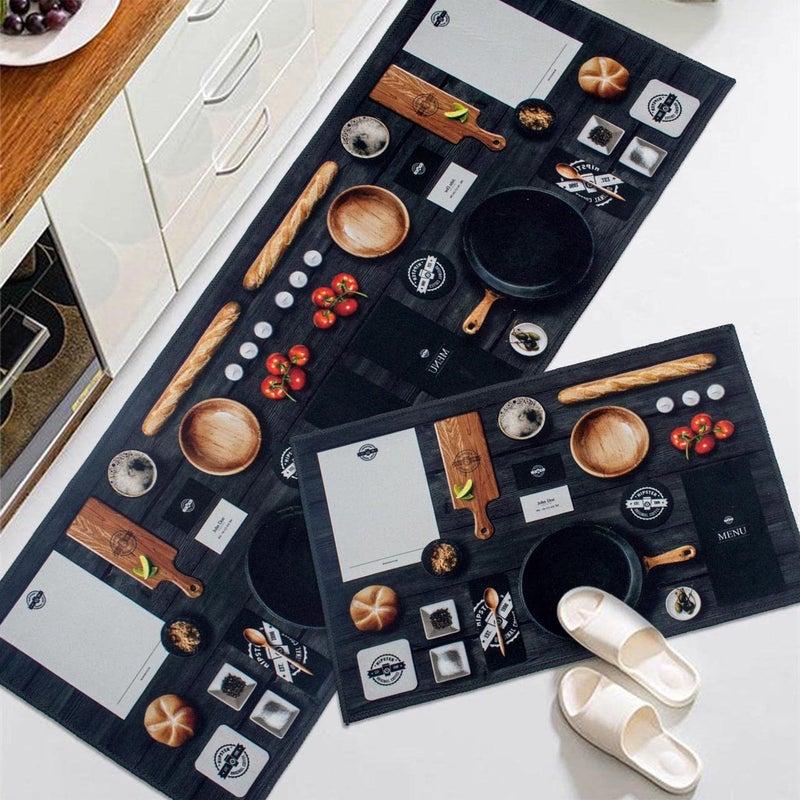 Home-Cloud Velvet Kitchen Rectangular mat 6-mm Anti Slip, Washable,for Floor Home Bedroom -Color Grey Standard Size (40 x 120 cm 40 x 60 cm) - Image 1