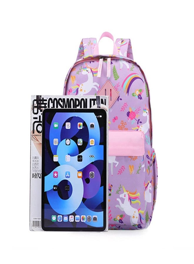 KK CRAFTS حقيبة ظهر للأطفال من كي كي كرافتس، مناسبة لمرحلة ما قبل المدرسة ورياض الأطفال، للأطفال الصغار والرضع، وحقائب ظهر مدرسية ابتدائية للأولاد والبنات مع حزام للصدر (15 بوصة، يونيكورن بنفسجي) - Image 5