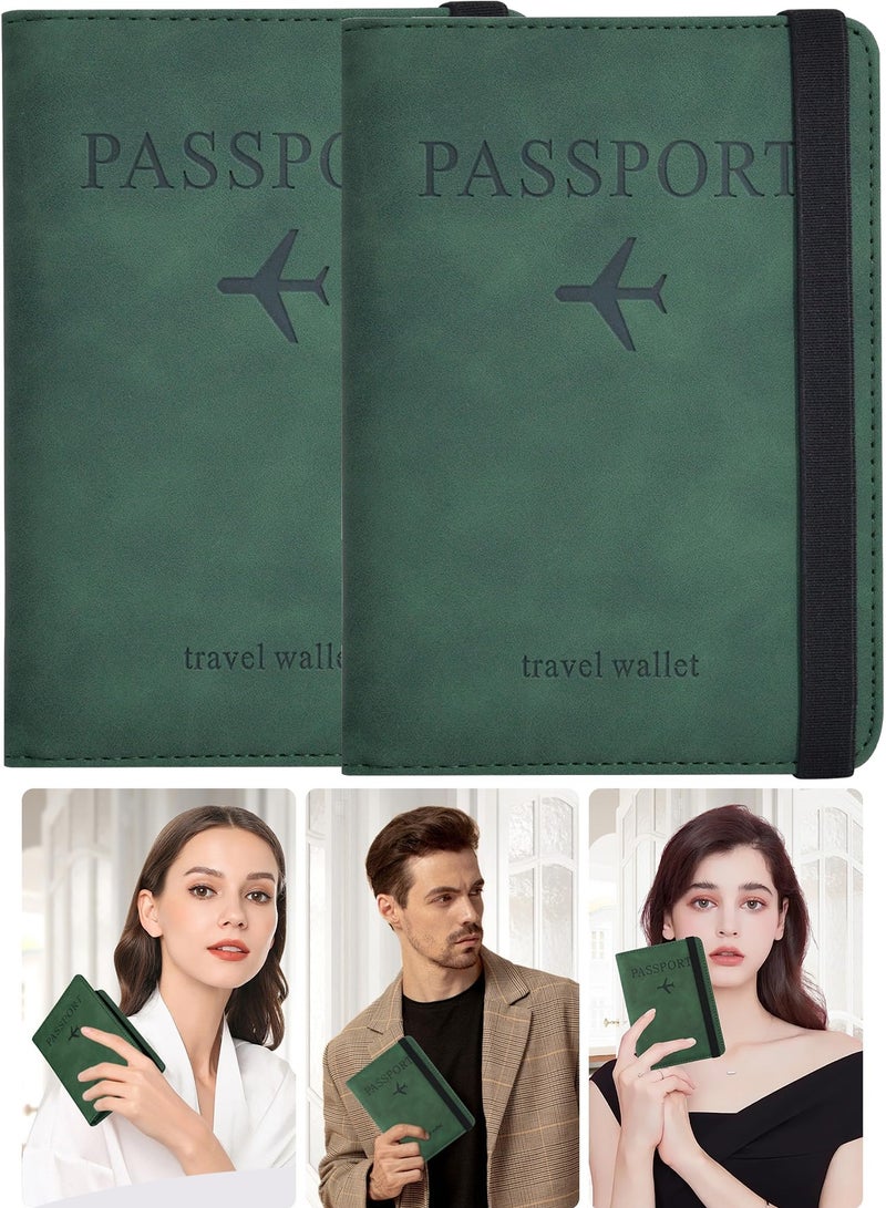 1 Pack Passport Holder for Travel Essentials, Passport Wallet Cover Case for Travel Must Haves Accessories,Passport Book Holders for Women and Men Green - Image 1
