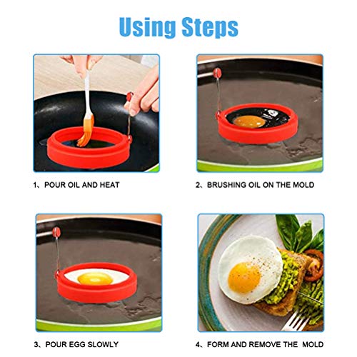 Emoly Silicone Non Stick, Egg Cooking Rings, Perfect Fried Egg Mold or Pancake Rings (New,4pcs), Multicolor - Image 2