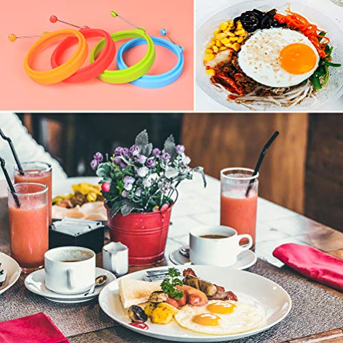 Emoly Silicone Non Stick, Egg Cooking Rings, Perfect Fried Egg Mold or Pancake Rings (New,4pcs), Multicolor - Image 4