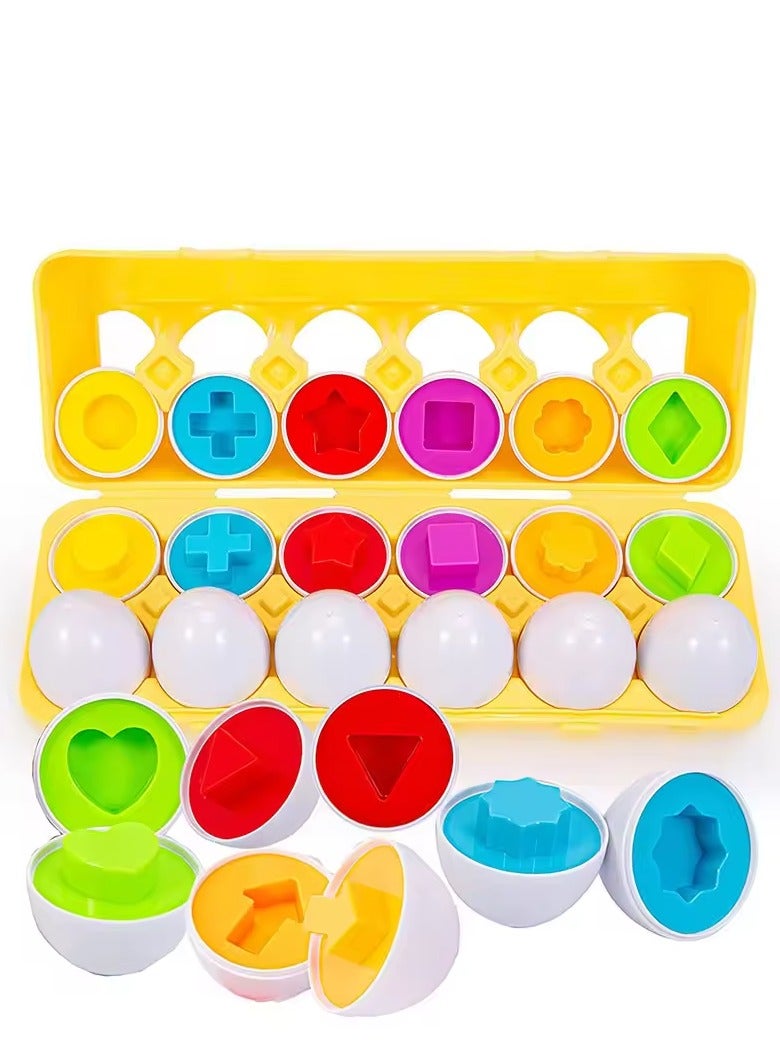 Easter Matching Game Eggs for Toddlers 12 pcs Set Color  Shape Egg Puzzle Toys Montessori Geometric Puzzle Sorter Smart Egg  Educational Preschool Fine Motor Skill Gifts for 1 2 3 Years Old Kids Boys Girls - Image 5