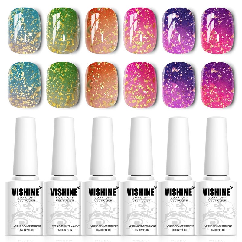 Vishine Color Changing Mood Nail Gel Polish Set - Temperature Color Changing UV LED Varnish Chameleon Gel Nail Art 8ml (Set002) - Image 1