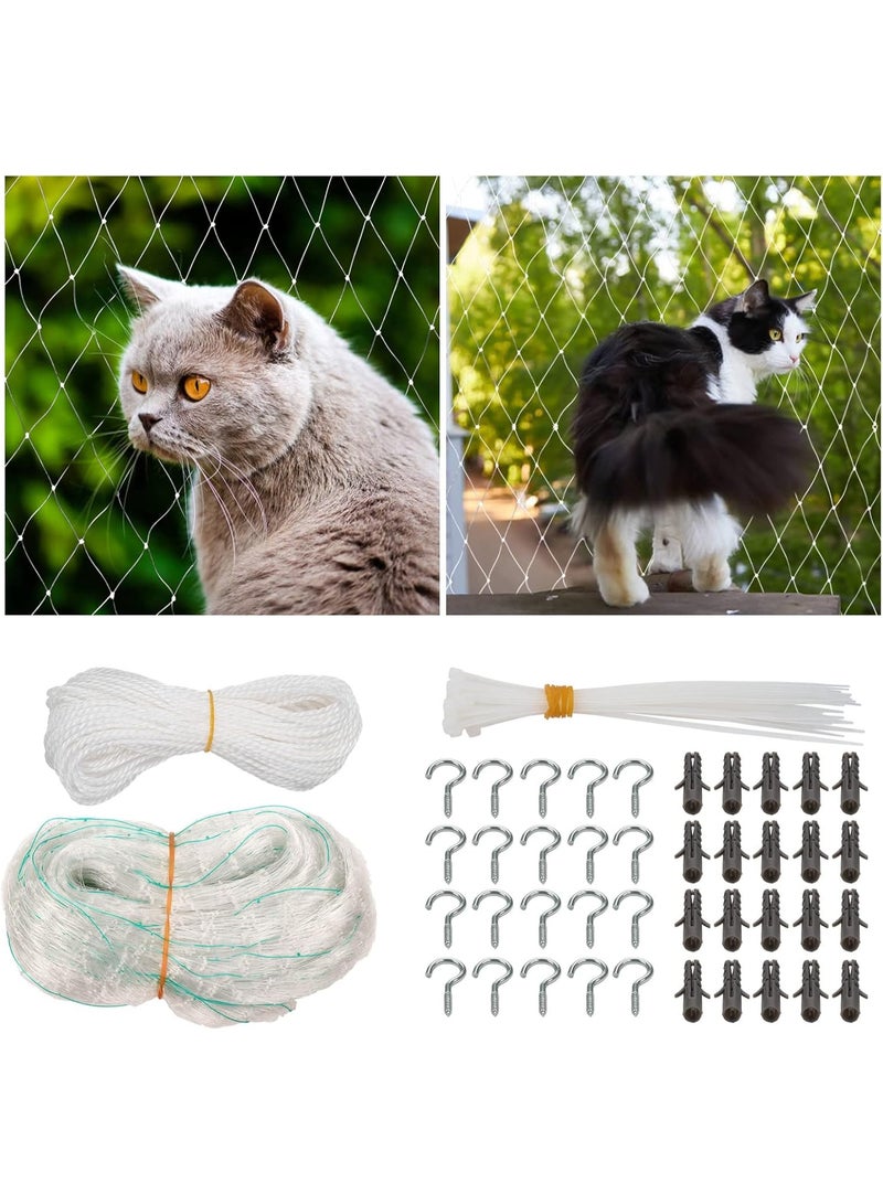 Balcony Pet Safety Net, Cat Weighing Anti Escape Net Transparent Anti jumping Window Fence Net, Nylon Garden Netting Protective Mesh with Fixing Rope, Hook and Positioning Pin(8x3M) - Image 1