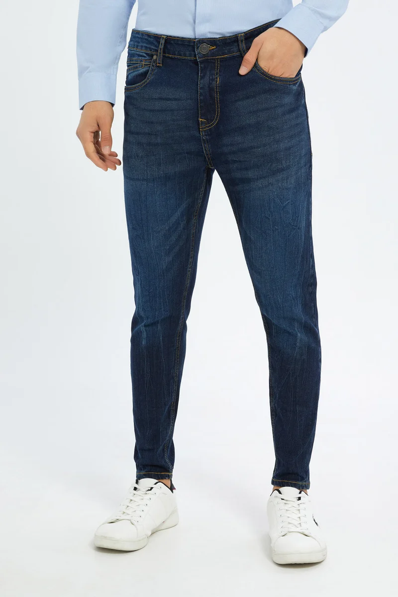 Redtag Men Navy 5-Pocket Skinny Fit Jeans