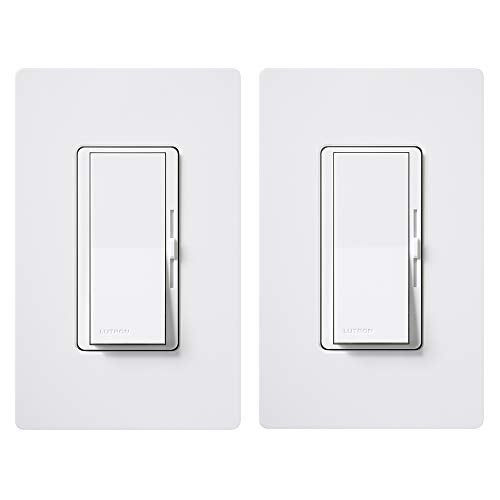 Lutron Diva LED+ Dimmer Light Switch for Dimmable LED, Halogen, and Incandescent Bulbs, 150 Watt, Single-Pole or 3-Way, DVWCL-153PH-2-WH, White (2-Pack) with Wallplate - Image 1