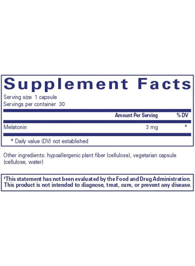 Pure Encapsulations ميلاتونين 3 ملغ - مكمل مضاد للأكسدة لدعم النوم الطبيعي وتخفيف الأرق العرضي - لدعم النوم الطبيعي* - 30 كبسولة - Image 2