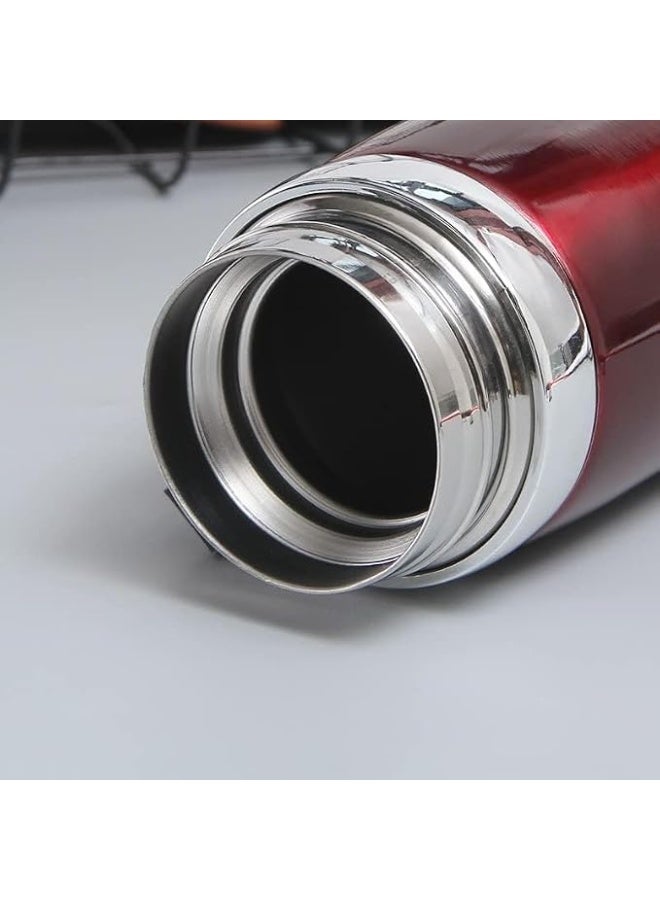 DENX Bottle Sport 1000ml Stainless Steel Vacuum Insulated Thermal Flask for Hot & Cold Drinks with Carry Strap, Burgundy - Image 2