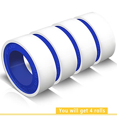VOTMELL 4 Rolls 1/2 Inch(W) X 520 Inches(L) Teflon Plumbers Tape,Pipe Sealing & Plumbing Thread Tape,PTFE Water Sealant Seal for Shower Head,White - Image 2
