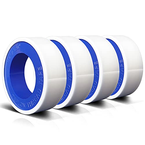 VOTMELL 4 Rolls 1/2 Inch(W) X 520 Inches(L) Teflon Plumbers Tape,Pipe Sealing & Plumbing Thread Tape,PTFE Water Sealant Seal for Shower Head,White - Image 1