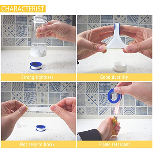 VOTMELL 4 Rolls 1/2 Inch(W) X 520 Inches(L) Teflon Plumbers Tape,Pipe Sealing & Plumbing Thread Tape,PTFE Water Sealant Seal for Shower Head,White - Image 5