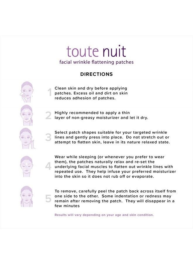 Toute Nuit by Mimiko Inc. - Toute Nuit Wrinkle Patches, Face Tape, Curve - Reducing Fine Lines Around Eyes and Mouth - 48 Patches - Image 1