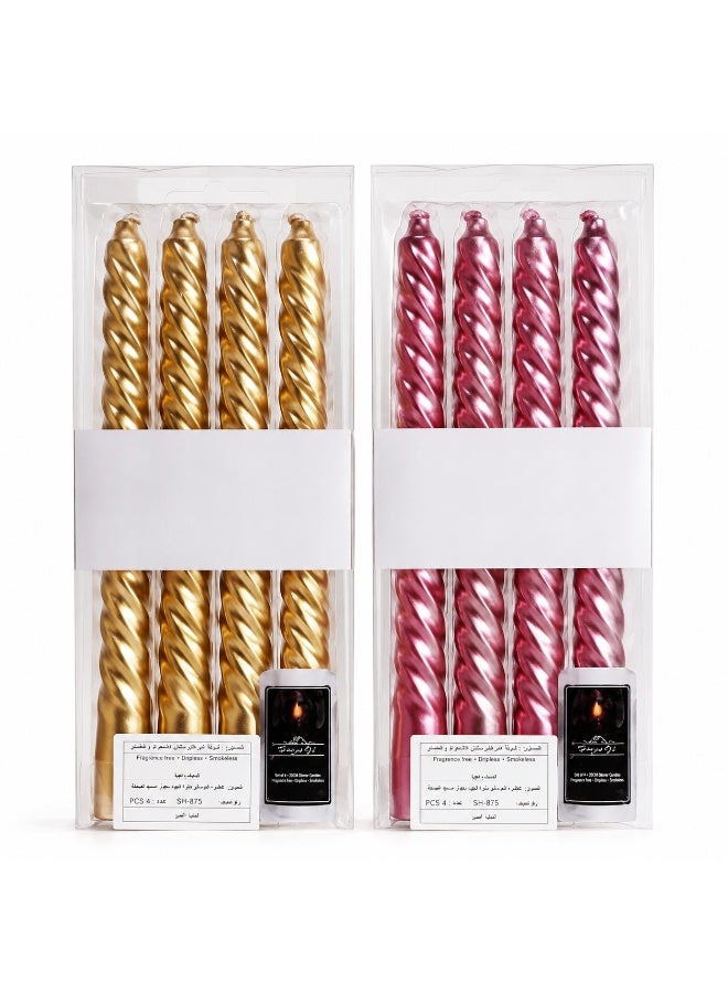 Luxury Spiral Dinner Candles Set 8 Pieces  Unscented Decorative Taper Candles For Weddings, Dining Tables & Home Decor - Image 1