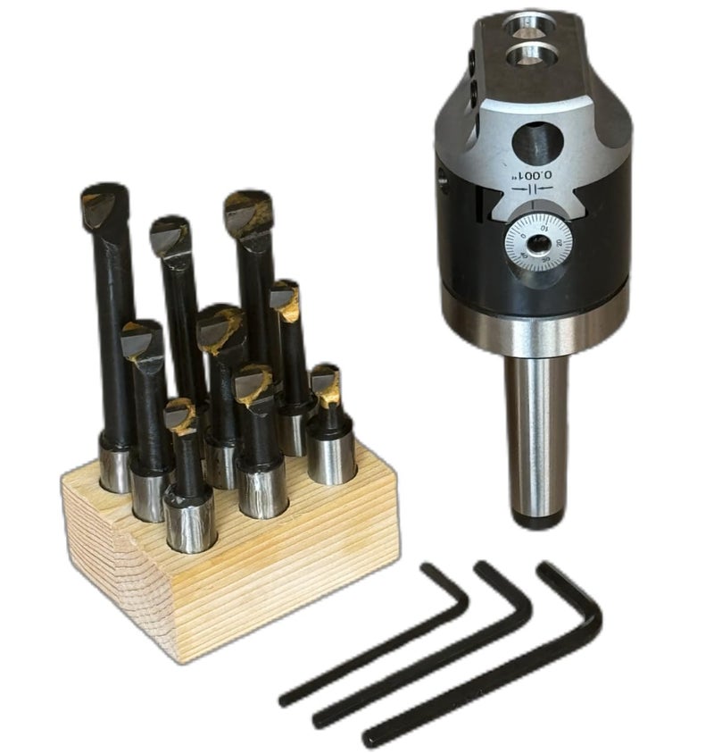 ONESTEP-TOOLS Boring Head 2"(7/8-20) With MT2 Shank 3/8-16 Thread and 9Pcs 1/2" Shank Boring Bar Sets - Image 3