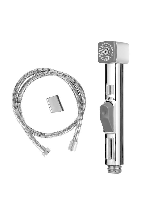 GEEPAS Geepas Handheld Toilet Bidet Sprayer Shattaf, High-Pressure Hand Jet with Flexible Hose and Wall Mount, Chrome Finish, Easy to Install for Superior Hygiene - Image 1