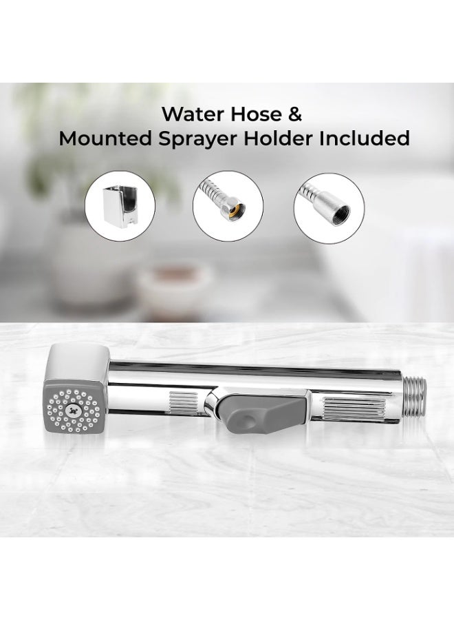 GEEPAS Geepas Handheld Toilet Bidet Sprayer Shattaf, High-Pressure Hand Jet with Flexible Hose and Wall Mount, Chrome Finish, Easy to Install for Superior Hygiene - Image 4