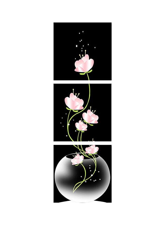 NIBEMINENT 3-Piece Fashion Lotus Flower Painting Set Multicolour