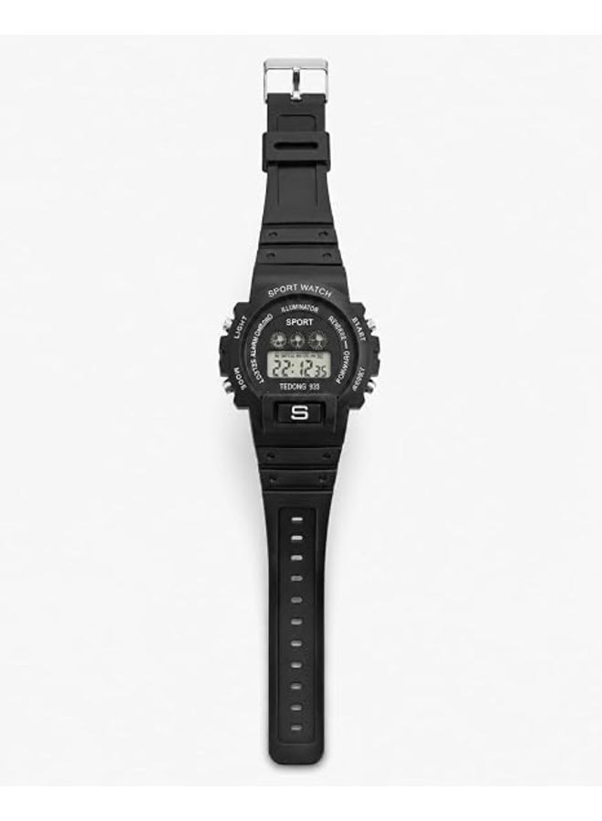 First Choice Digital Sport Watch for Kids and Teens, LED Electronic Wristwatch with Alarm, Stopwatch, and Black Silicone Strap - Image 2
