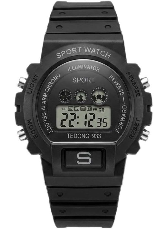 First Choice Digital Sport Watch for Kids and Teens, LED Electronic Wristwatch with Alarm, Stopwatch, and Black Silicone Strap - Image 1
