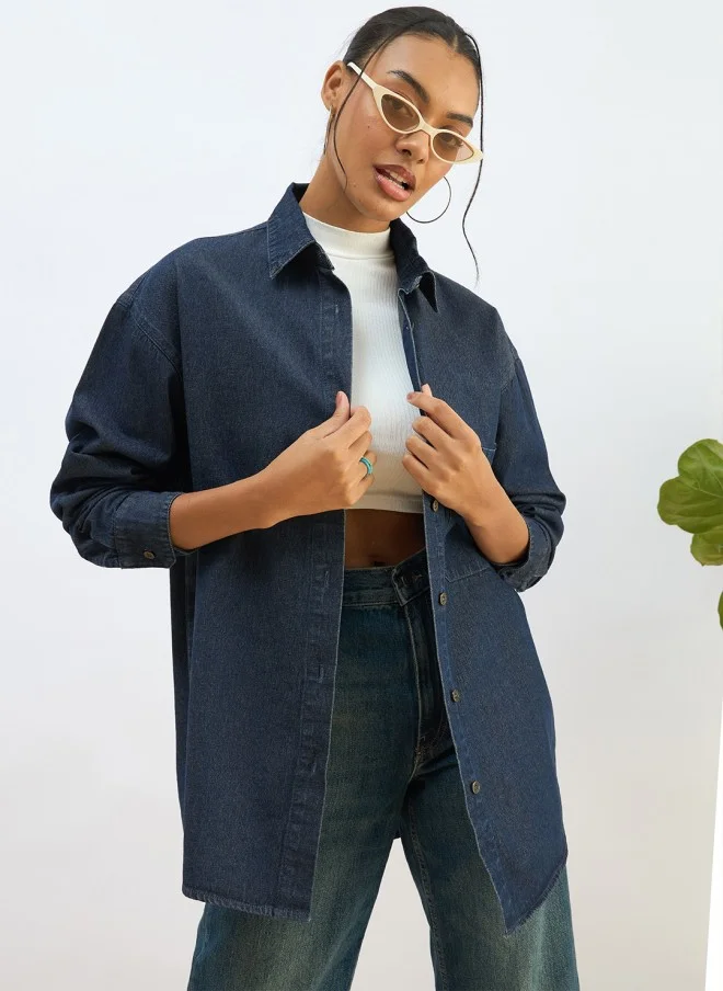 SASSAFRAS Oversized Denim Shirt for Women