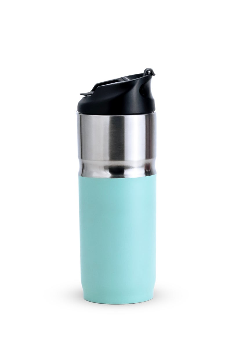 NESSAN Teal Blue Dual-Use Travel Mug 380ml - Double Wall Vacuum Insulated Stainless Steel Cup with Straw & Direct Sip Lid - Image 3