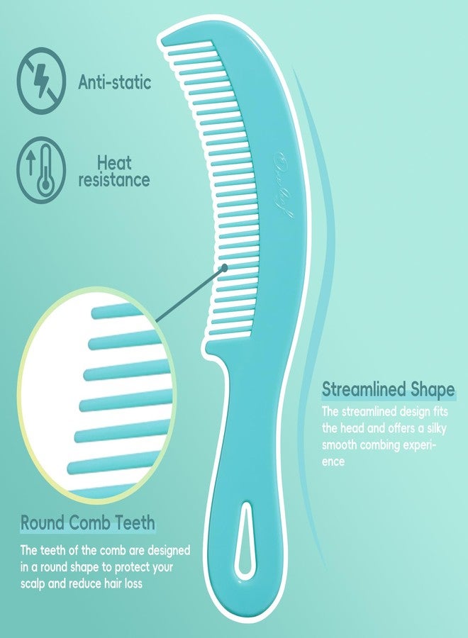 Oneleaf Hair Comb - Large Wide Tooth Comb Long handled curved scalp massage comb Shampoo Brush for Scalp Massage and Deep Cleansing(4PCS-Green) - Image 2