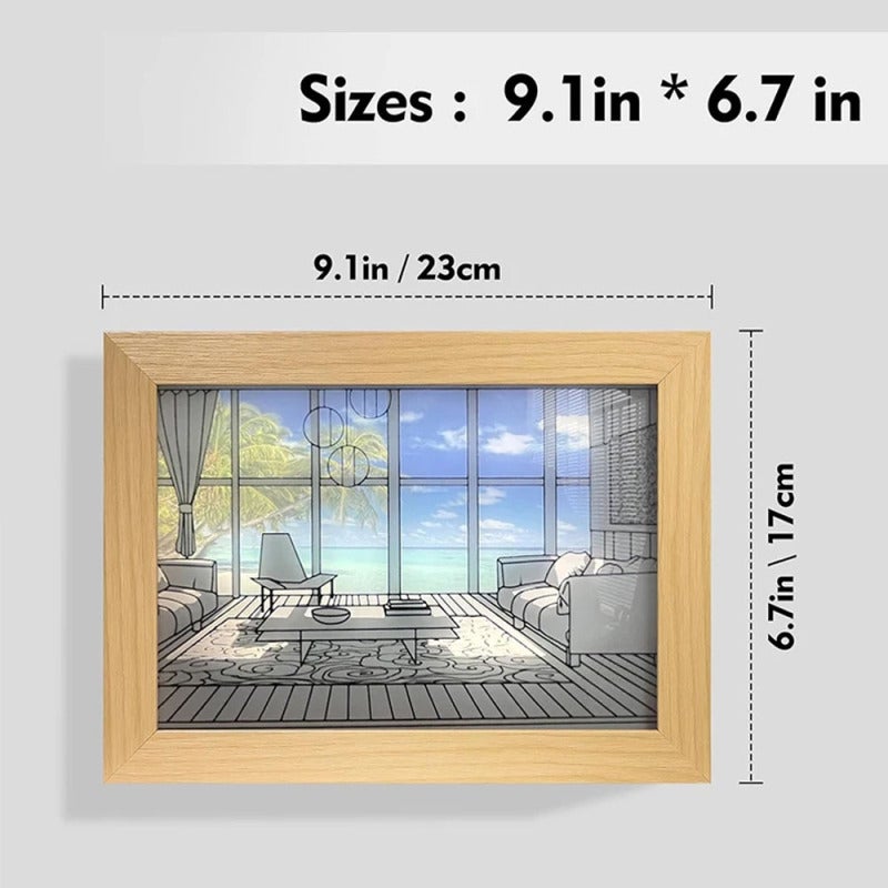 Glowing LED Photo Frame: 17cm Solid Wood Acrylic - Light Shadow Art Decoration for Bedroom, Study, Living Room - Image 4