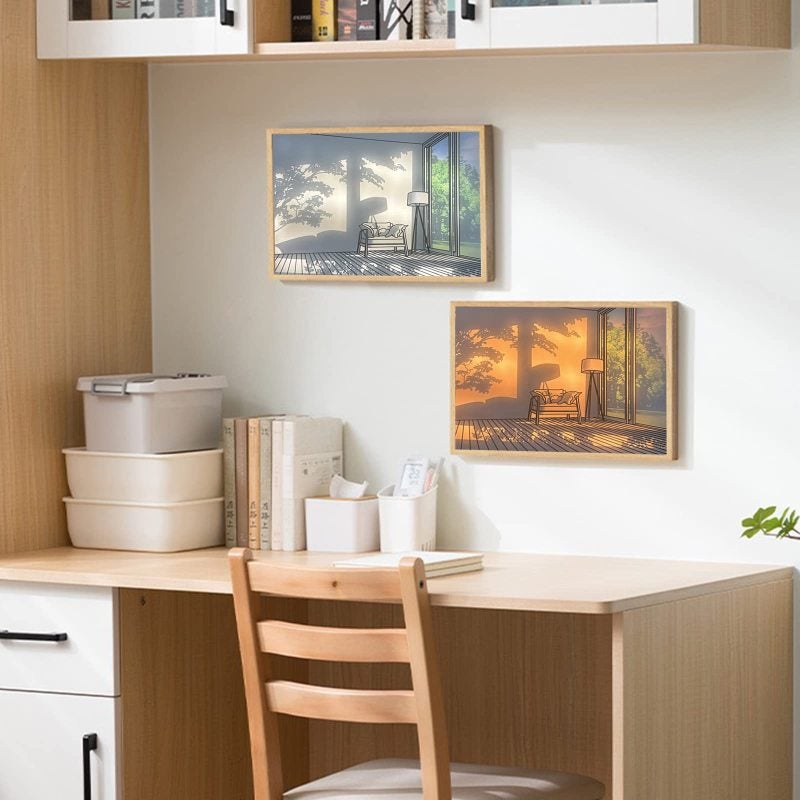 Glowing LED Photo Frame: 17cm Solid Wood Acrylic - Light Shadow Art Decoration for Bedroom, Study, Living Room - Image 5