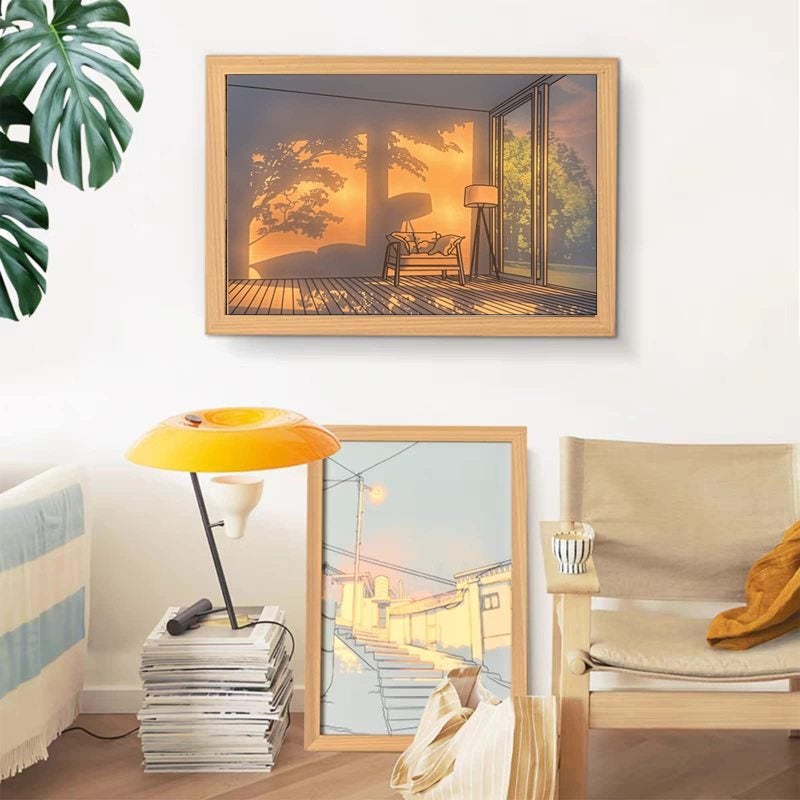 Glowing LED Photo Frame: 17cm Solid Wood Acrylic - Light Shadow Art Decoration for Bedroom, Study, Living Room - Image 3