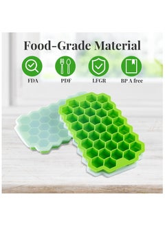 Honeycomb Silicone Flexible Ice Cube Tray with Lid, 37 Holes, Flexible and Soft Suitable for Beverage Fridge Freezer for Making Small Ice Cubes- Green - pzsku/ZF26E251D353EDF801394Z/45/_/1735657693/42274f95-dea4-490a-9103-65263ae89a7f