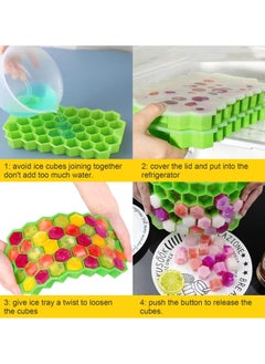 Honeycomb Silicone Flexible Ice Cube Tray with Lid, 37 Holes, Flexible and Soft Suitable for Beverage Fridge Freezer for Making Small Ice Cubes- Green - pzsku/ZF26E251D353EDF801394Z/45/_/1735657703/0217bd1b-6ed9-4529-8439-837fcd44929e