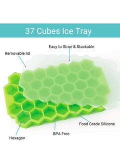 Honeycomb Silicone Flexible Ice Cube Tray with Lid, 37 Holes, Flexible and Soft Suitable for Beverage Fridge Freezer for Making Small Ice Cubes- Green - pzsku/ZF26E251D353EDF801394Z/45/_/1735657736/ca00a83c-982e-425b-ba5b-e7d00e65614b