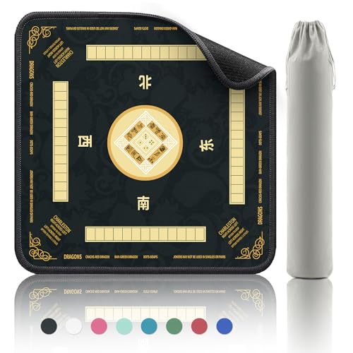 2F22E Mahjong Mat NonSlip Noise Reduction Gaming Mat 324x324 Inch for MahjongPokerBoard GamesCard GamesDominoes Black - Image 1