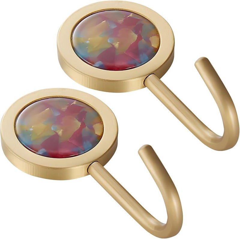 قطعتان من خطافات الحائط اللاصقة النحاسية بدون تلف أو حفر للمعطف، الحمام، المكتب - Image 2