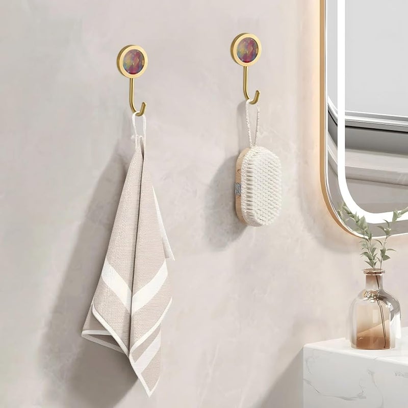 قطعتان من خطافات الحائط اللاصقة النحاسية بدون تلف أو حفر للمعطف، الحمام، المكتب - Image 5