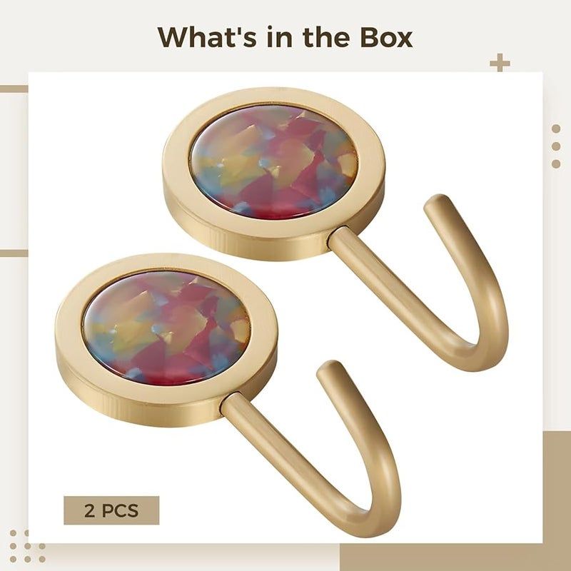 قطعتان من خطافات الحائط اللاصقة النحاسية بدون تلف أو حفر للمعطف، الحمام، المكتب - Image 4