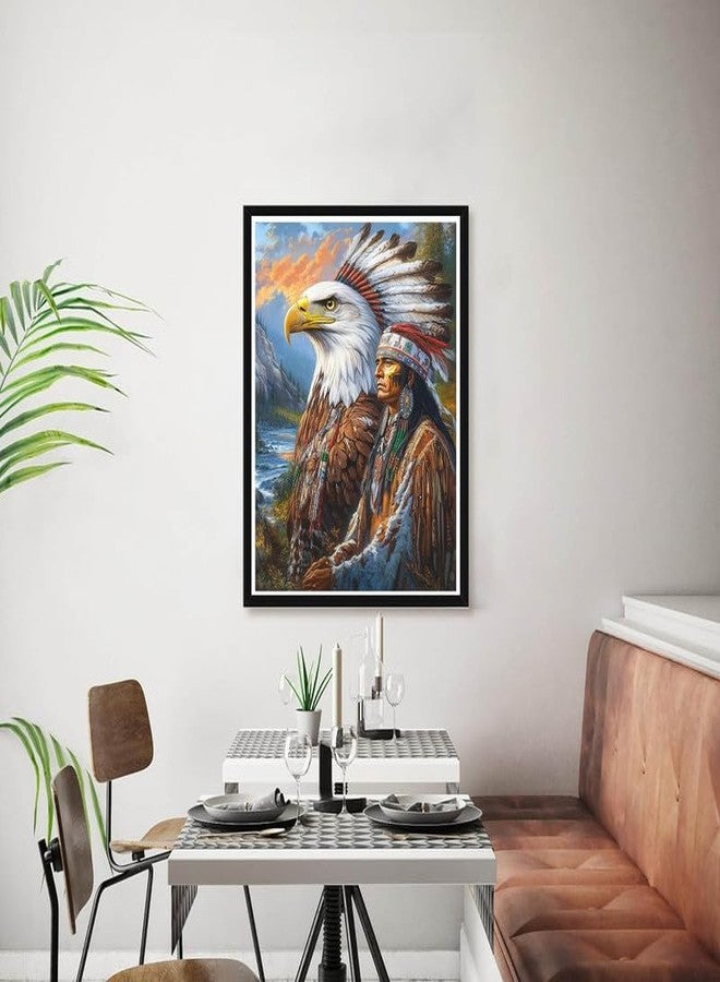 Bimkole 5D Diamond Art Kits for Adults Eagle Indian, Full Drill DIY Rhinestone Embroidery Set Paint with Diamonds Art Animal by Number Kits Cross Stitch Home Wall Craft Decor 12x16 Inch - Image 2