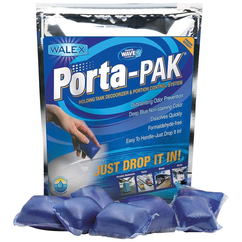 WALEX Walex Porta-Pak Holding Tank Deodorizer & Portion Control Drop-Ins - Unbeatable Odor Prevention, Formaldehyde-Free, Non-Staining, Deodorizes & Breaks Down Waste and Paper, Dissolves Quickly - 50 Pack 